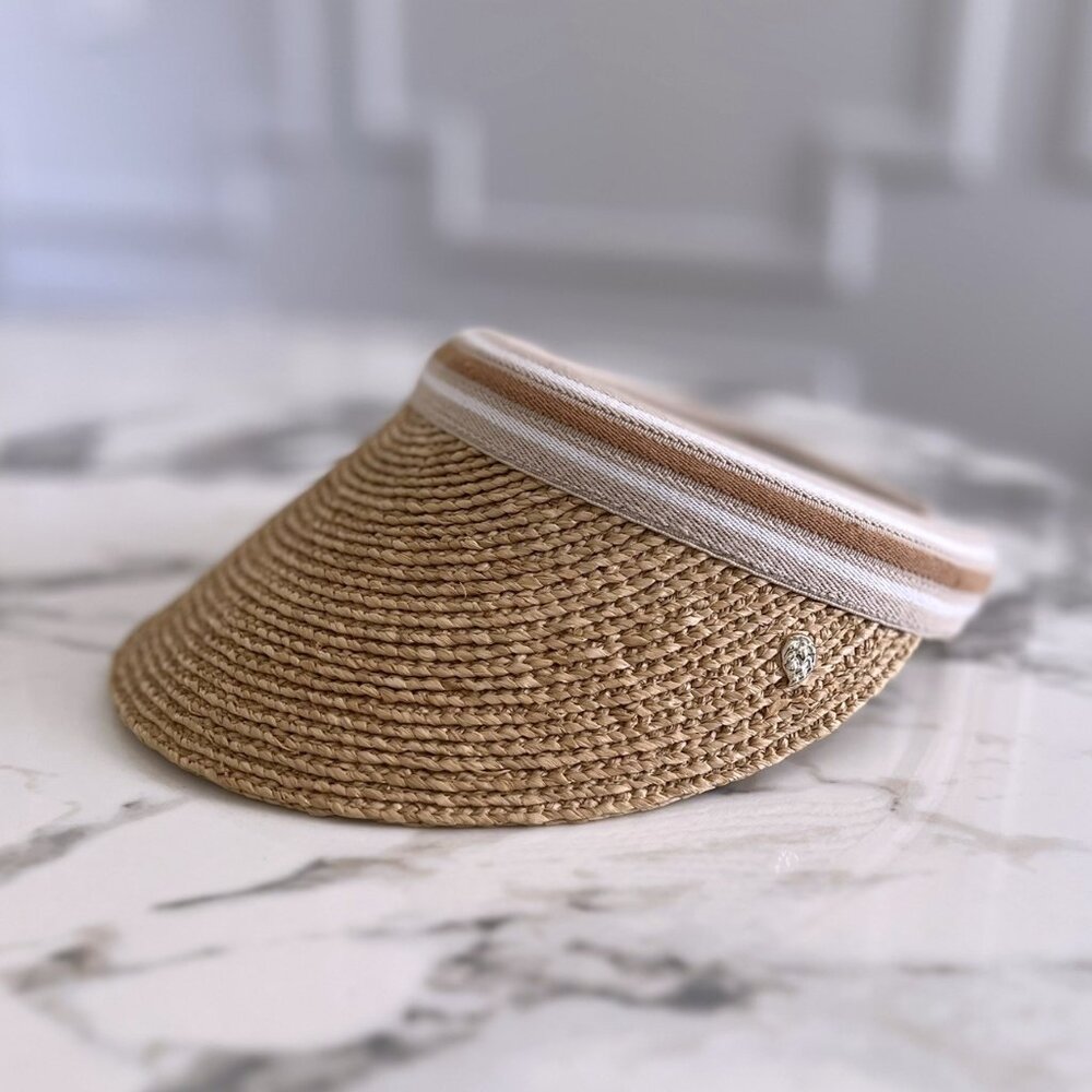 NWT - Helen Kaminski Bianca Visor - Natural w/ Nougat Stripe👒